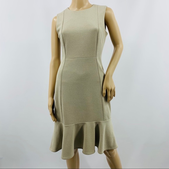 Calvin Klein Dresses & Skirts - Calvin Klein Gold & Tan Fit an Flare Dress